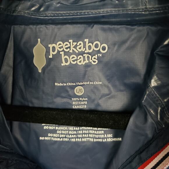NWT Peekaboo Beans Navy Blue Full Zip Windbreaker Jacket Unisex Size Large - Picture 6 of 8